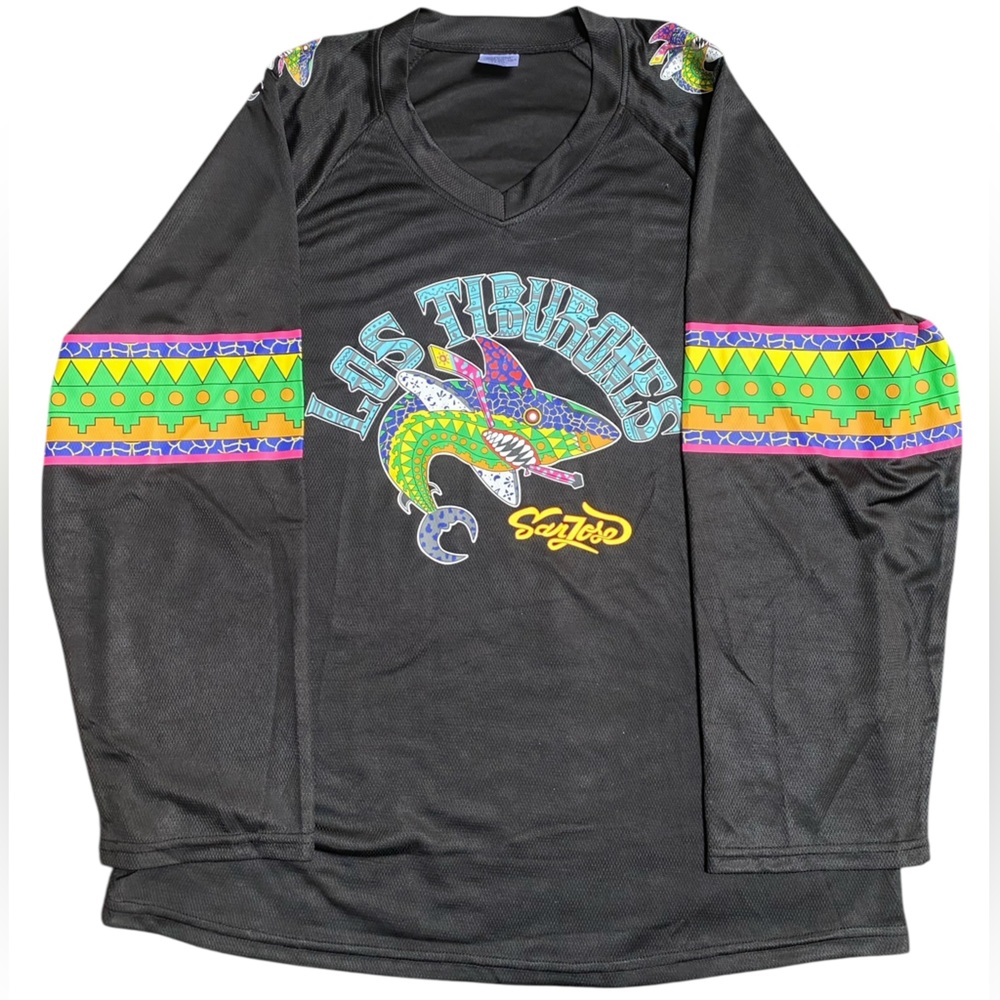 San Jose Sharks Los Tiburones 2018 Hispanic Heritage NHL Hockey Jersey Med